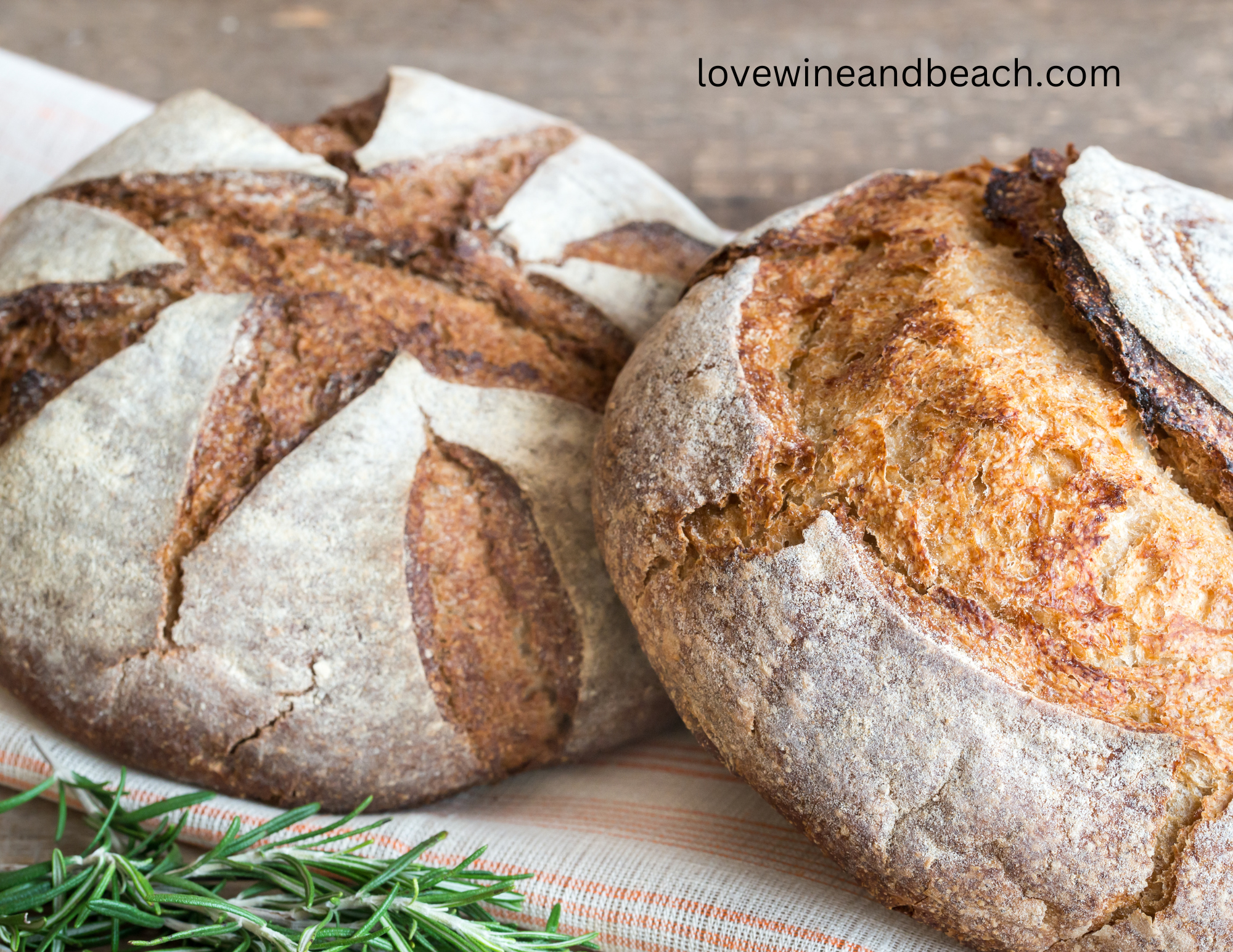 two loaves of sourdough bread freshly baked